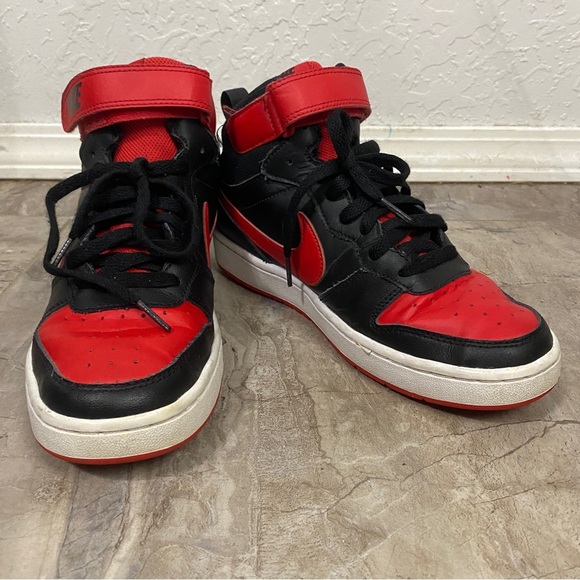 Nike Court Borough Mid Kids Size 6 Red & Black - Picture 5 of 11